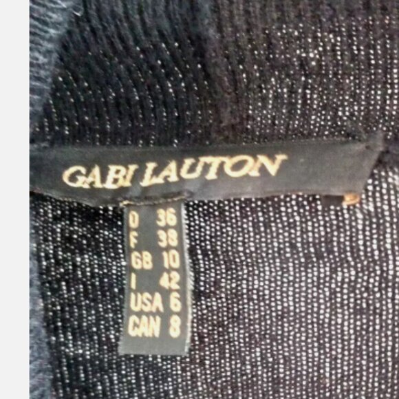 Sweater Open Front Cardigan/Shawl/Wrap Black Cashmere Blend Size 6 Gabi Lauton - Picture 8 of 11